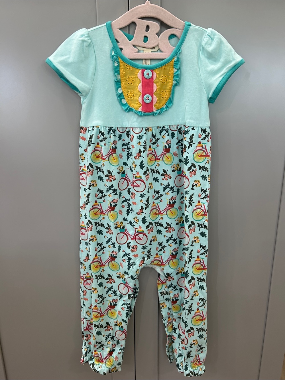 Matilda Jane Paint Box Happy Trails Bicycle Floral Baby Romper Size 18-24M
